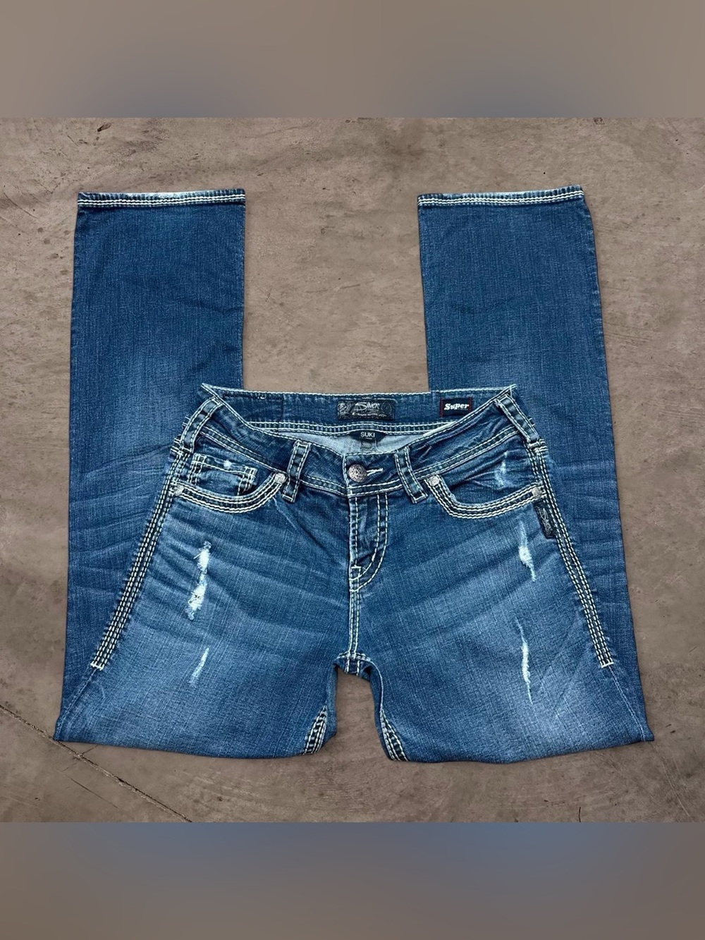 2000s lowrise bootcut silver jeans